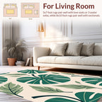 Bold Green Tropical Leaf Pattern Rug