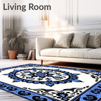 Azure Black Medallion Border Rug