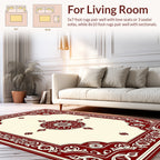Ornate Red and Cream Medallion Pattern Rug