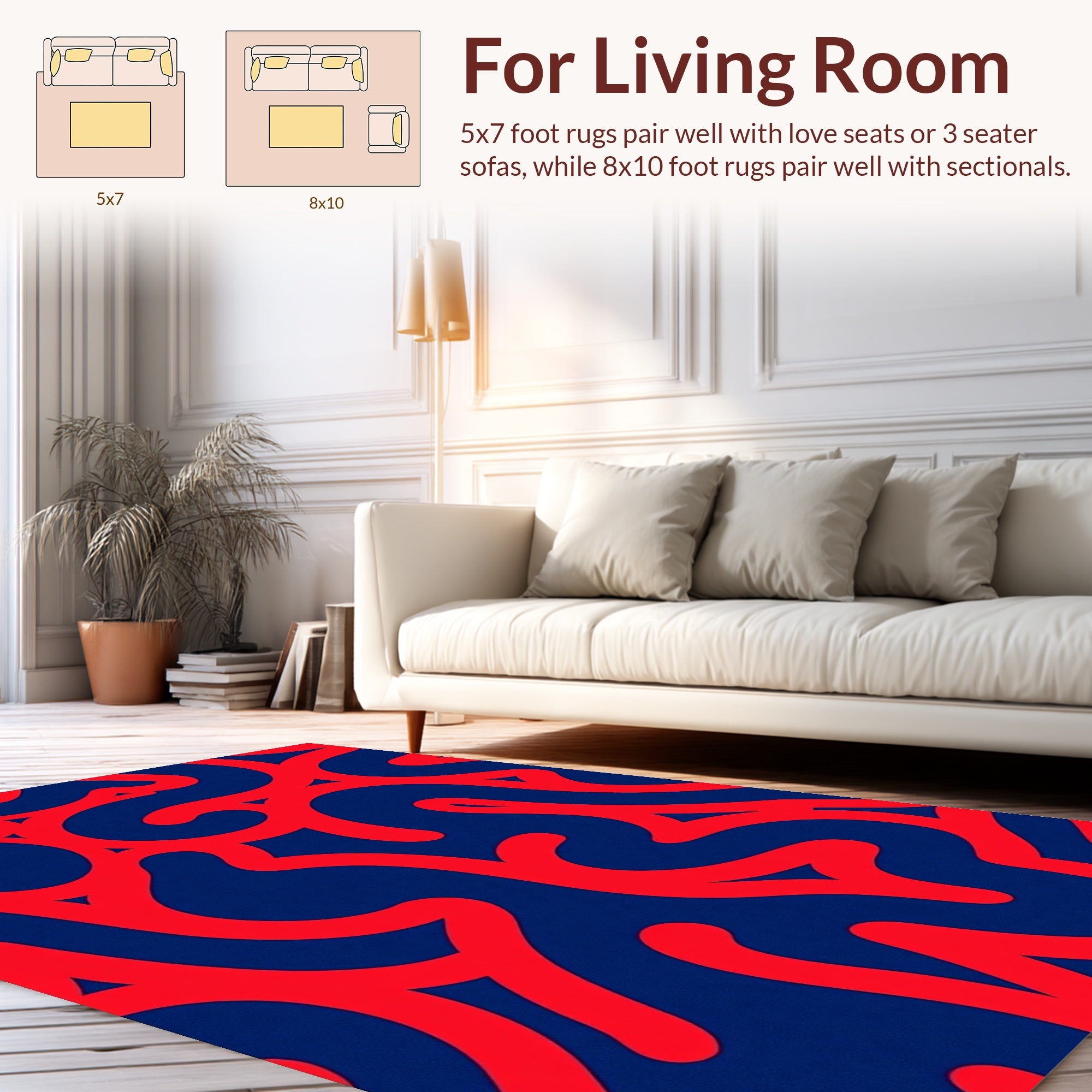 Bold Red Swirl Abstract Art Rug