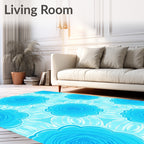 Bright Aqua Floral Bloom Rug