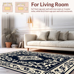 Classic Navy With Cream Floral Design Rug