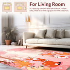 Cute Animals Blossom Trees Scene Rug