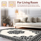 Classic Black Floral Mandala Rug