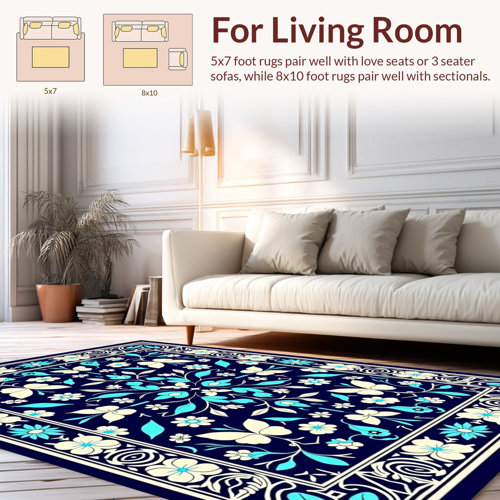 Floral Butterfly Ornate Traditional Rug