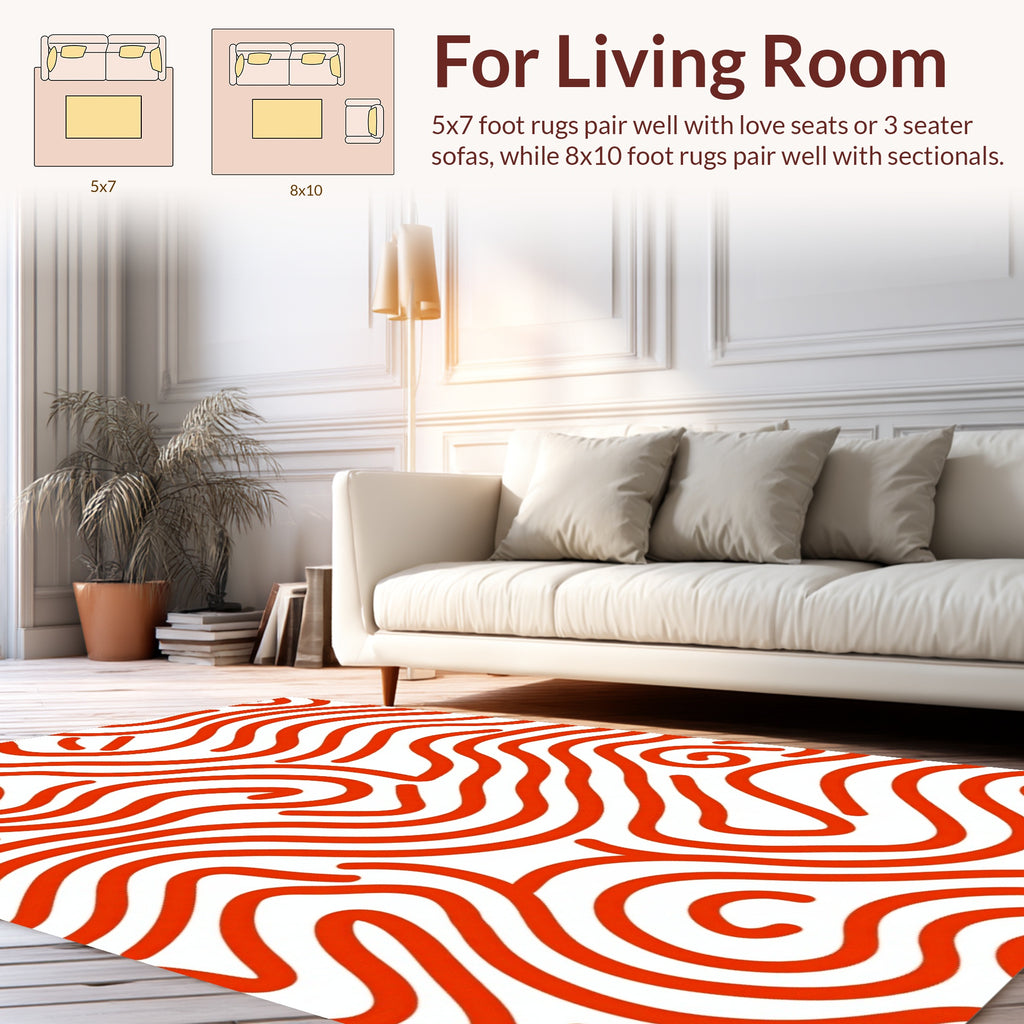 Bold Red Swirl Pattern Rug