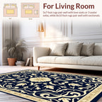 Ornate Floral Navy Cream Rug