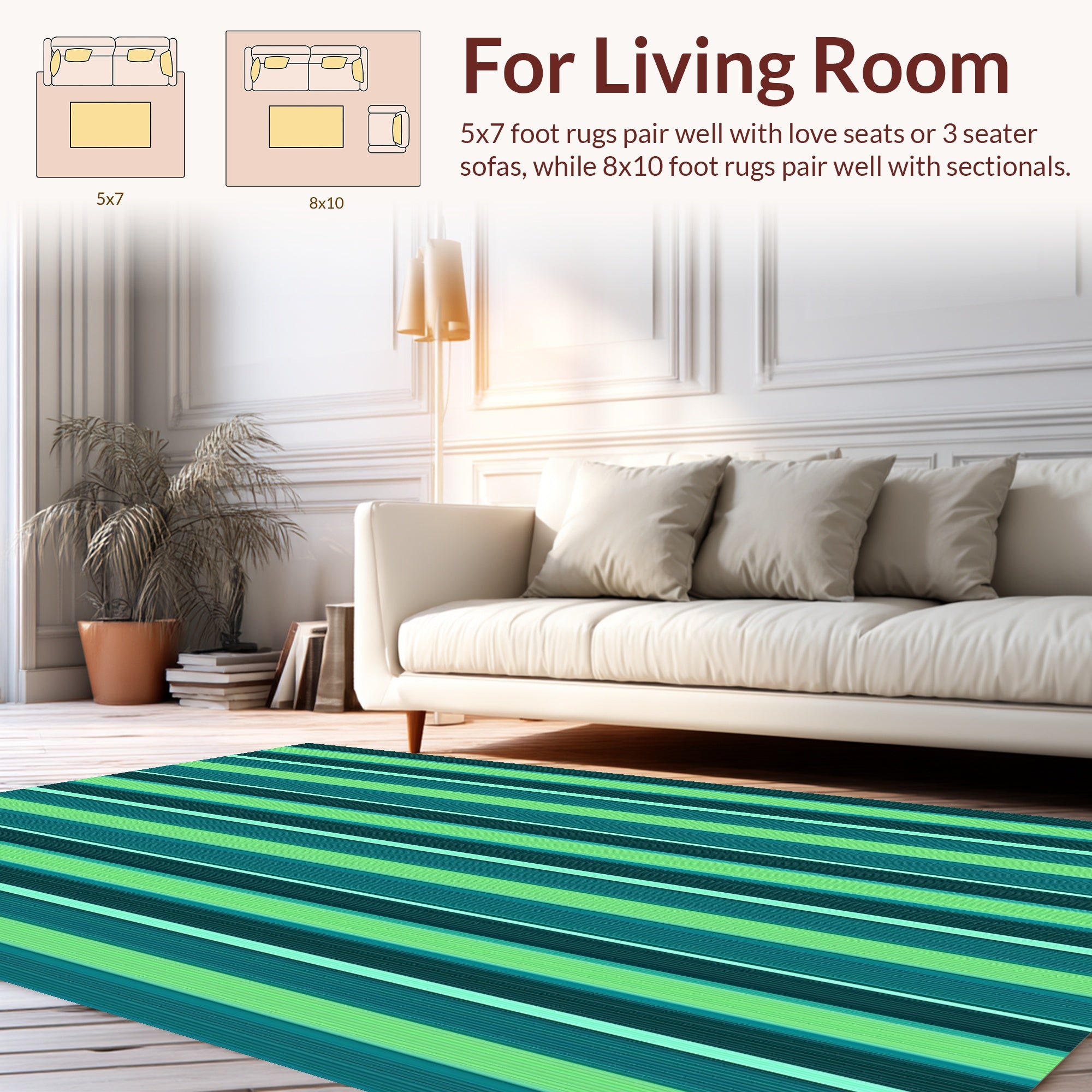 Verdant Vertical Stripe Design Rug