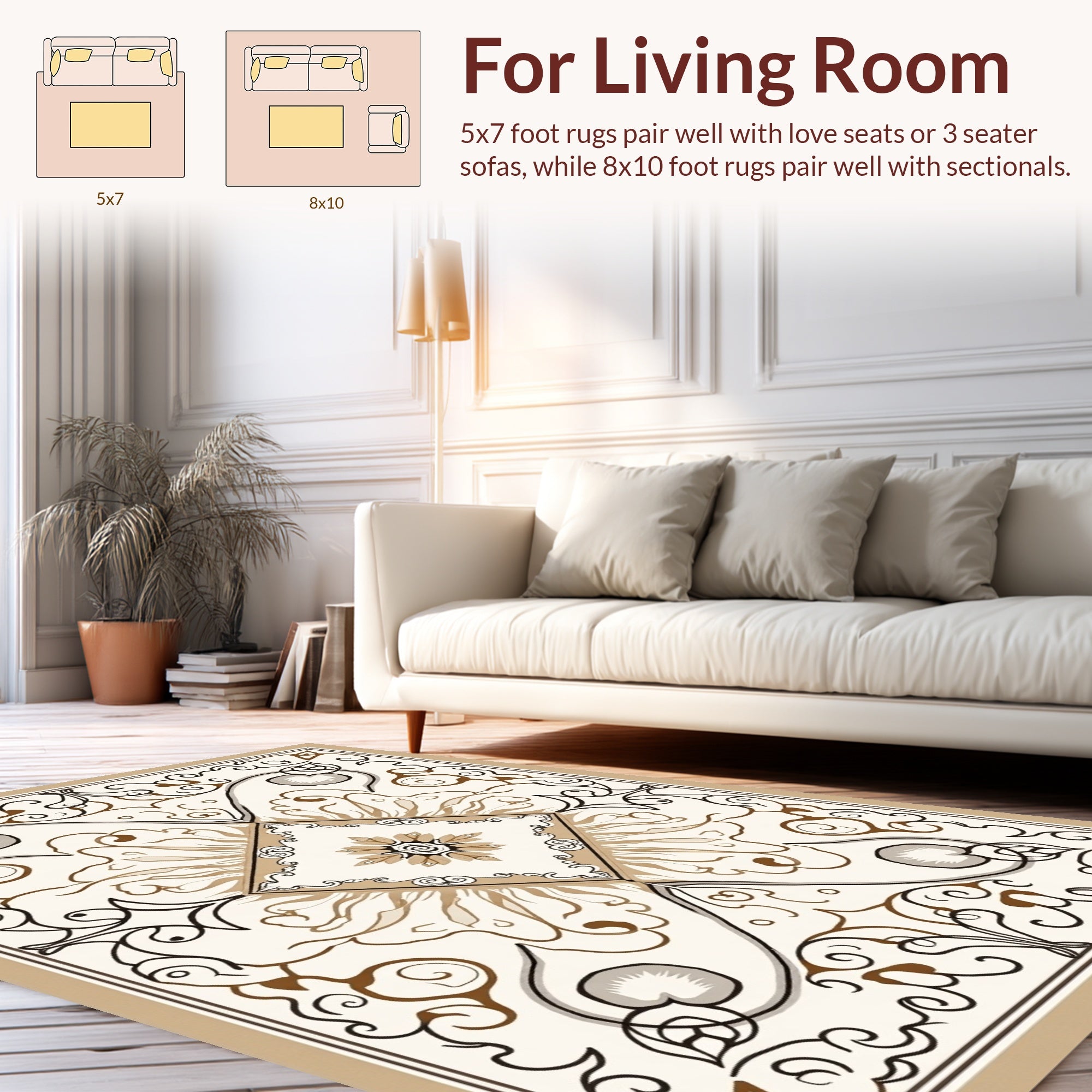 Classic Floral Scrollwork Pattern Rug