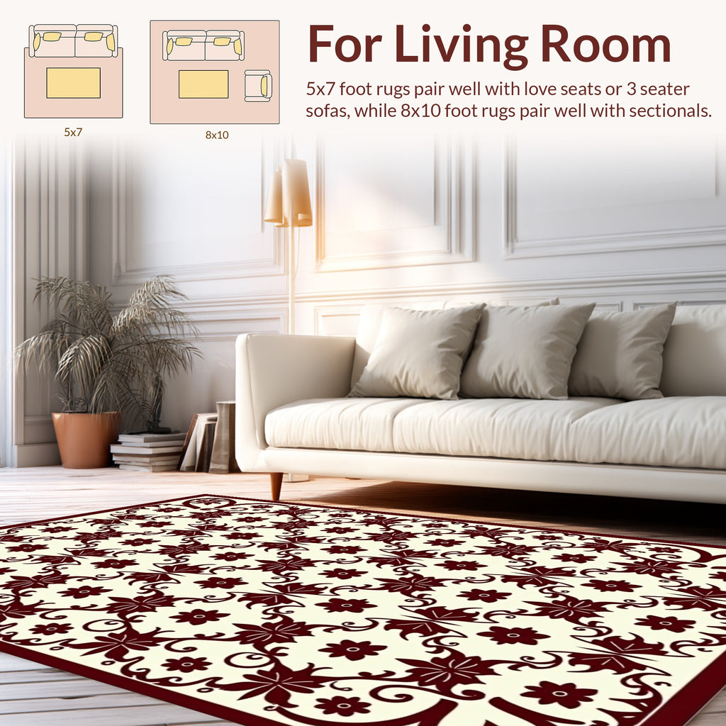 Intricate Floral Swirl Pattern Rug
