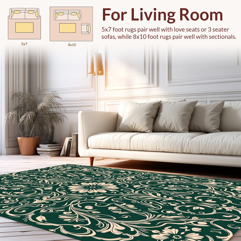 Art Nouveau Floral Swirls Pattern Rug