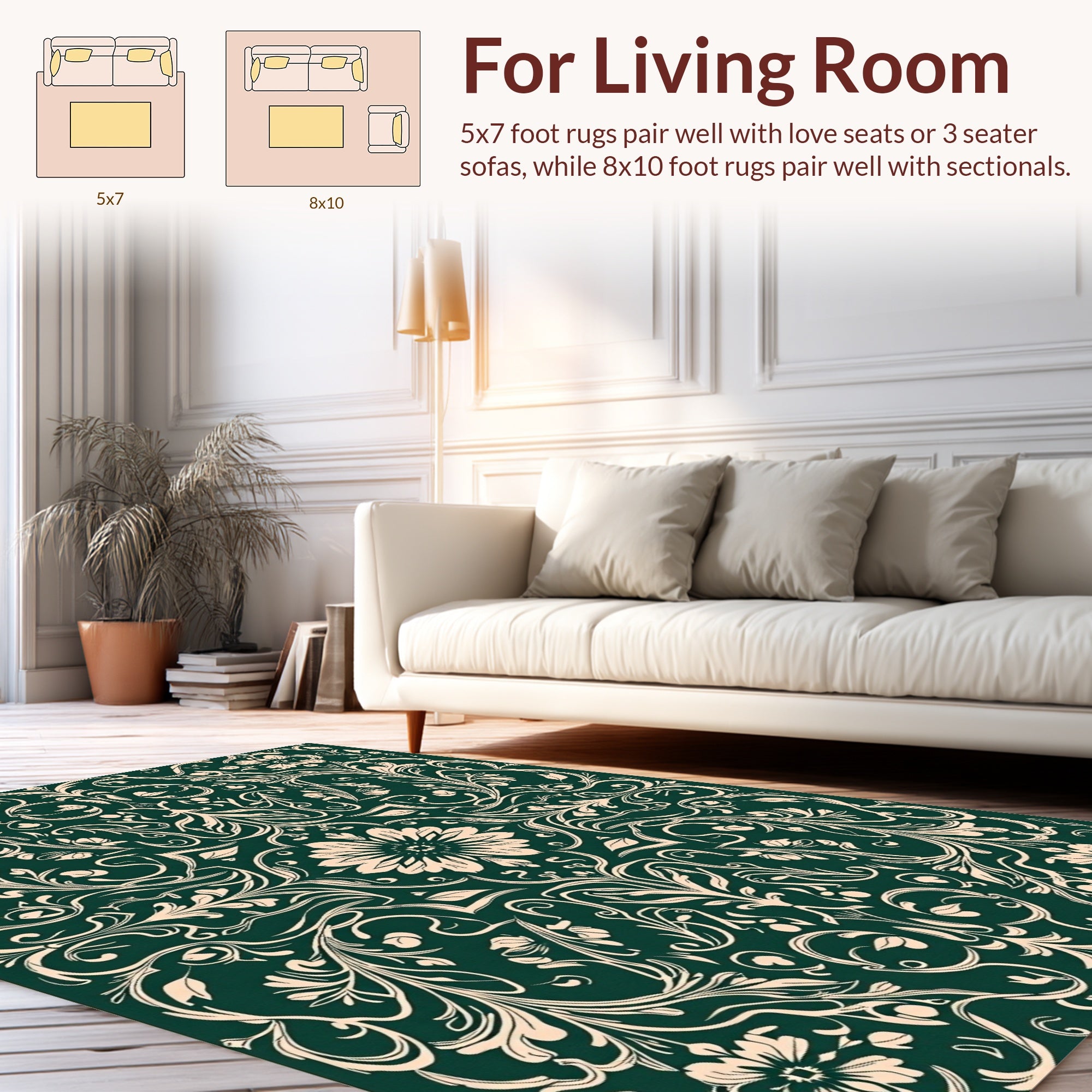 Art Nouveau Floral Swirls Pattern Rug