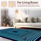 Abstract Cyan Square Pattern Rug