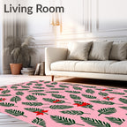 Pink Tropical Palm Frond Blossom Rug