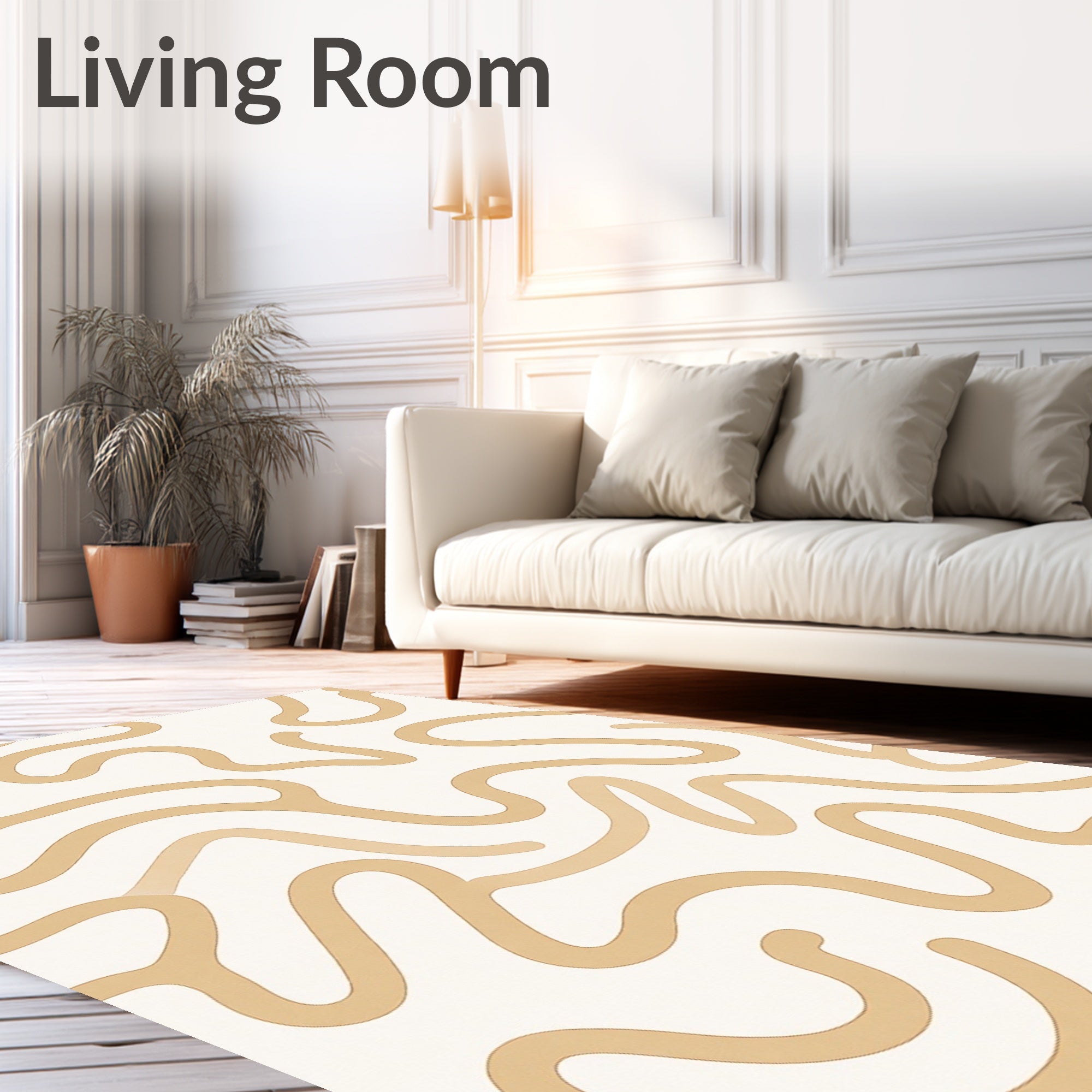 Beige Wavy Organic Lines Rug