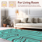 Aqua And Charcoal Swirl Pattern Rug