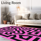 Bright Pink Maze Geometric Art Rug