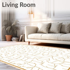 Abstract Gold Line Organic Pattern Rug