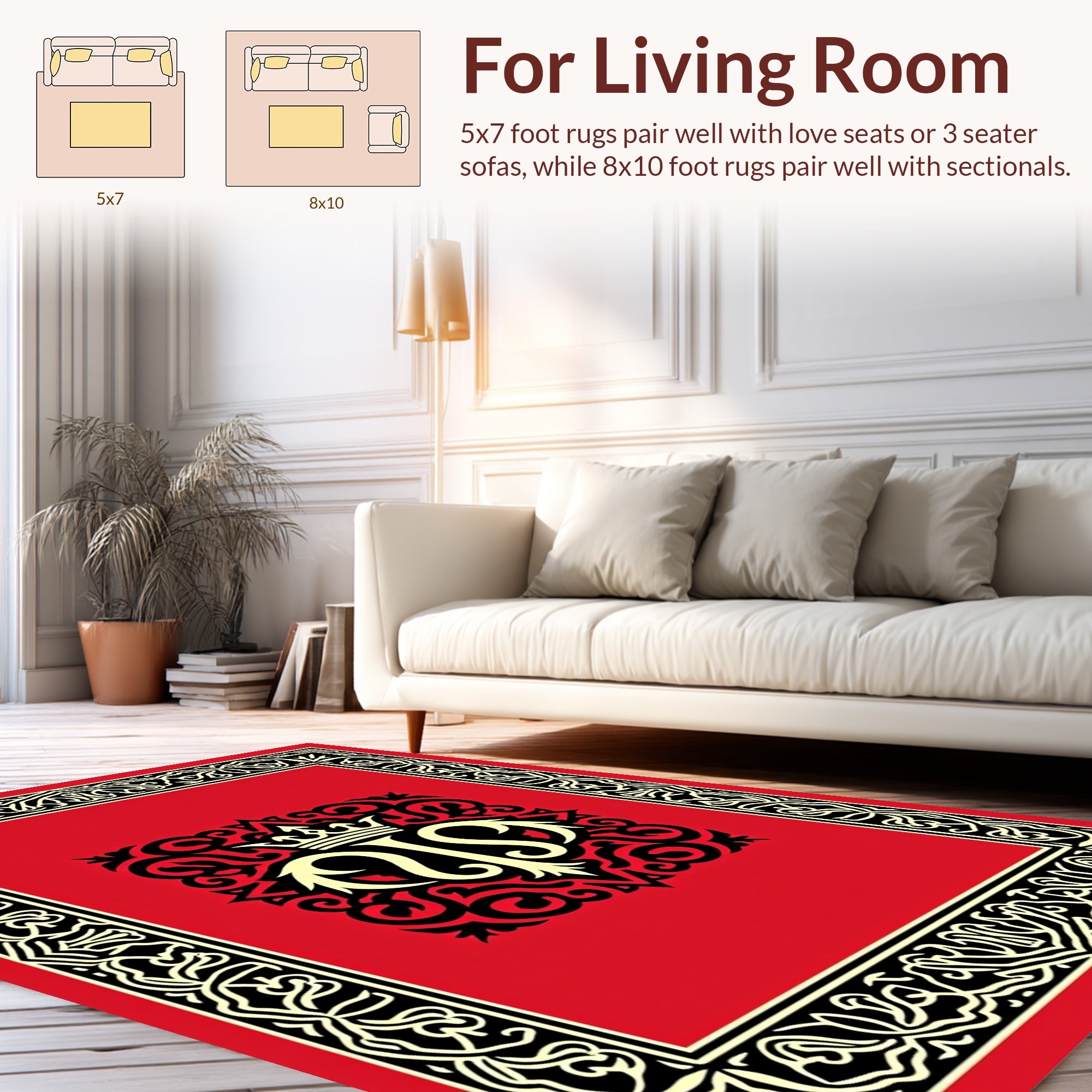 Regal Crest Floral Border Rug