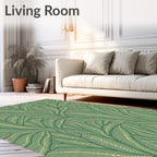 Green Leafy Branch Pattern Rug