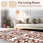 Ornate Figure Scroll Beige Red Rug