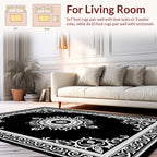 Ornate Monochromatic Mandala Border Design Rug