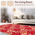 Red Floral Tropical Pattern Rug
