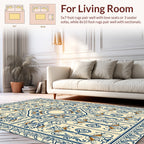 Ornate Blue Floral Medallion Tapestry Rug