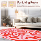 Playful Red Pink Wavy Line Design Rug