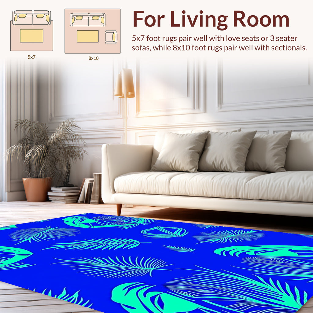 Bold Tropical Leaf Pattern Rug