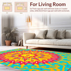 Radiant Sunburst Mandala Design With Swirls Rug