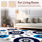 Floral Motif Cobalt Blue And Teal Rug