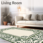 Green Scrollwork Elegant Ornate Rug