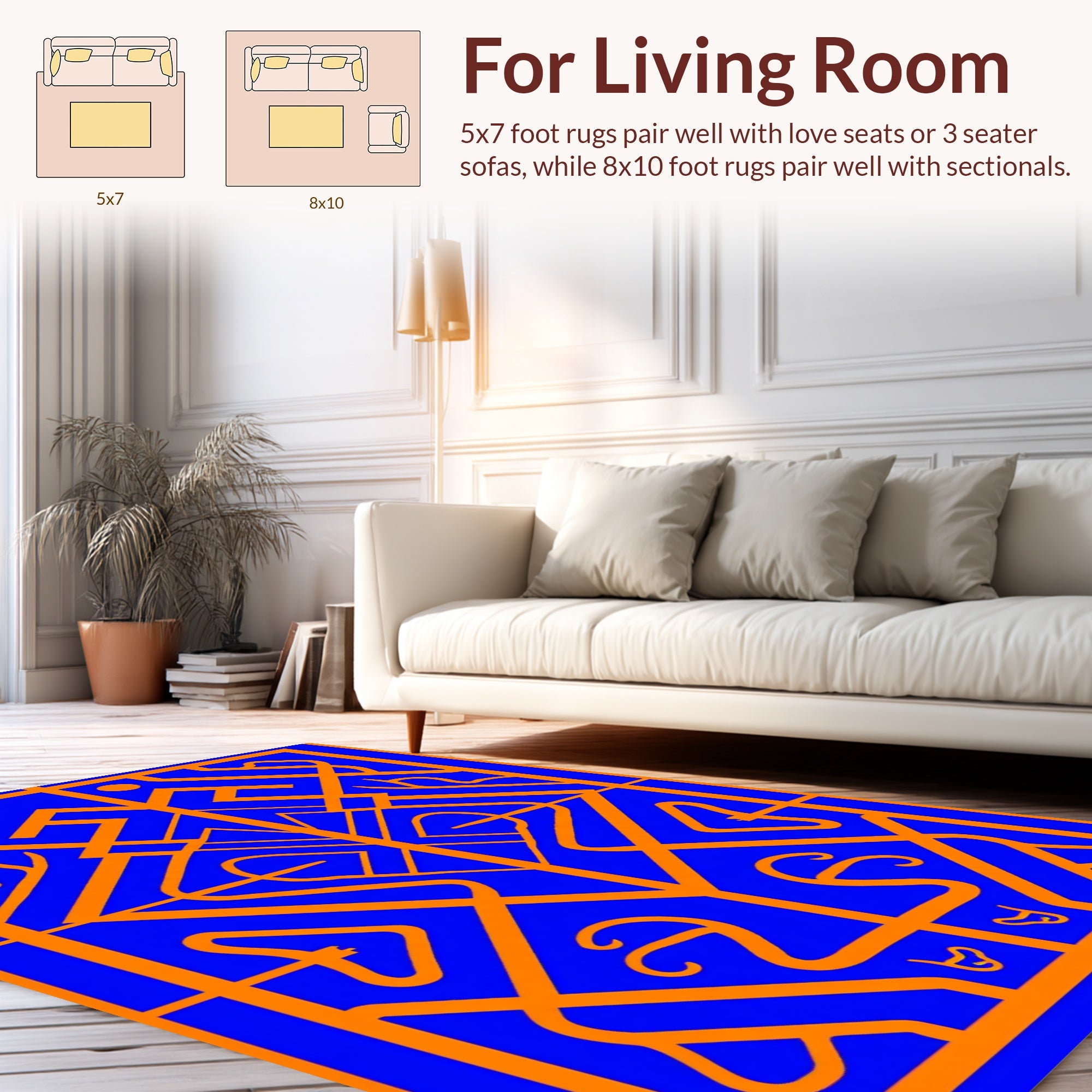 Bright Orange Abstract Geometric Rug