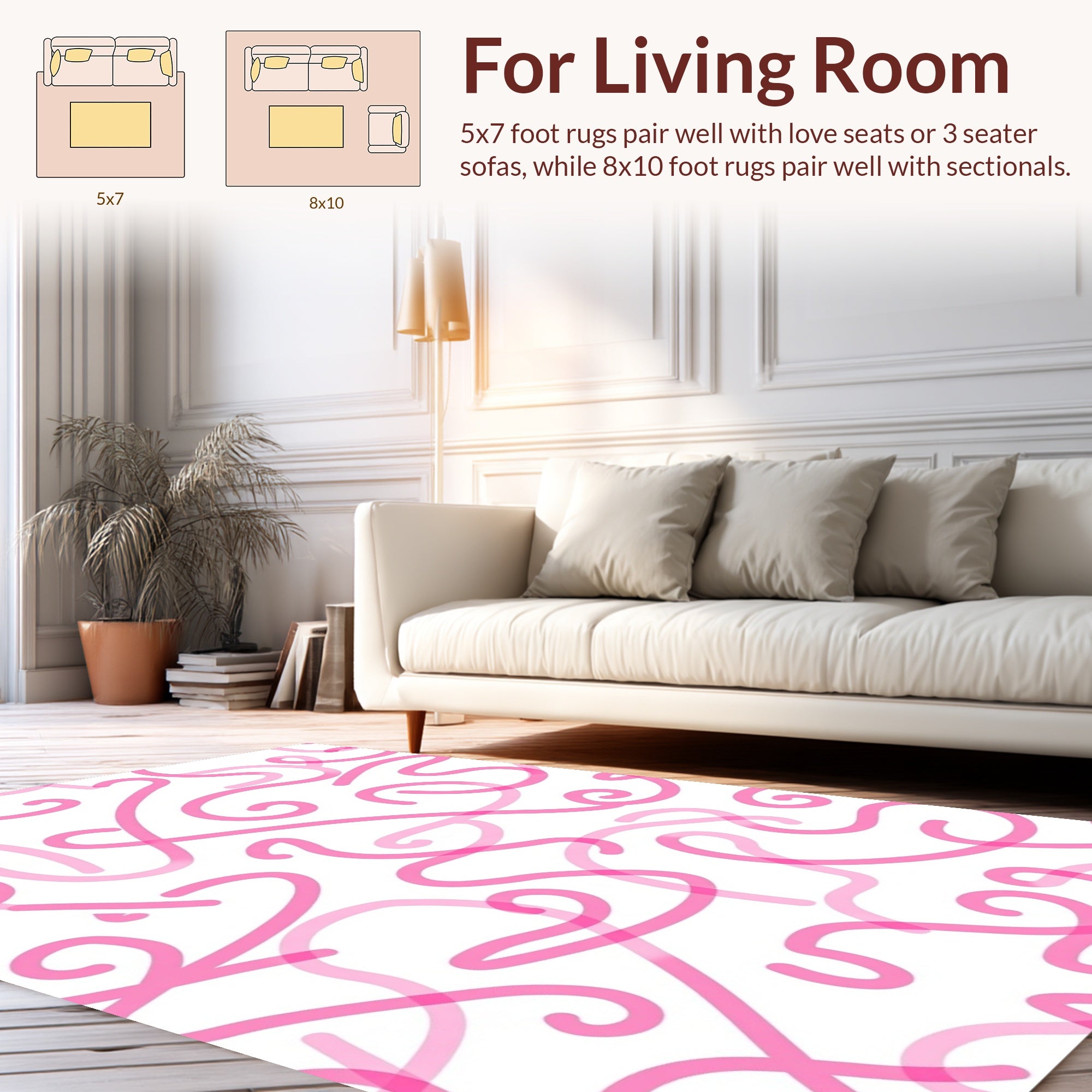Pink Abstract Swirl Pattern Rug
