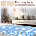 Blue White Intricate Geometric Pattern Rug