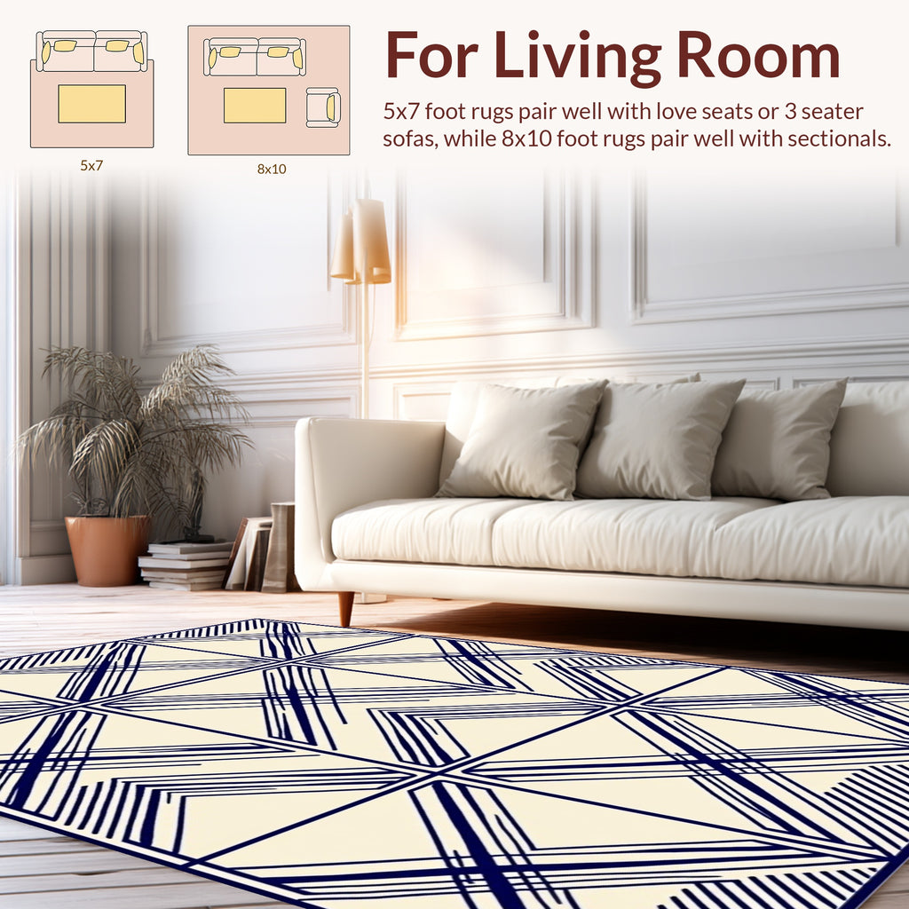 Geometric Lines Intersecting Squares Pattern Rug