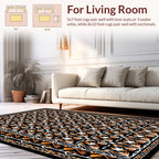 Bold Orange And White Floral Pattern Rug