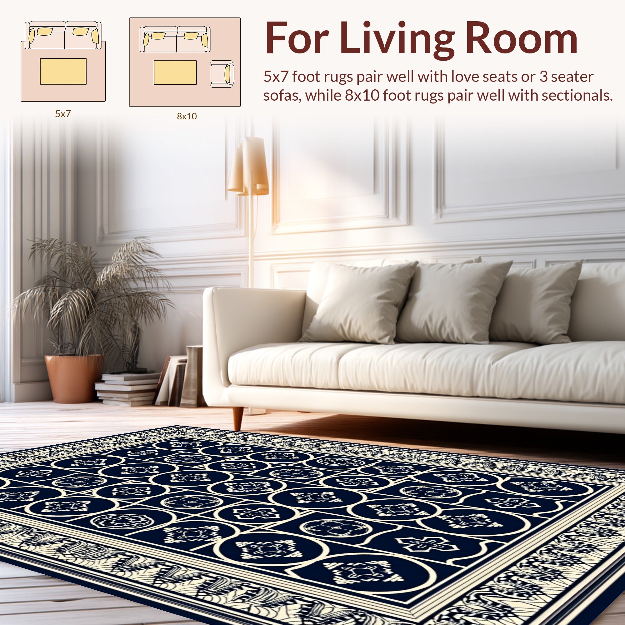 Geometric Pattern With Circular Motifs Rug