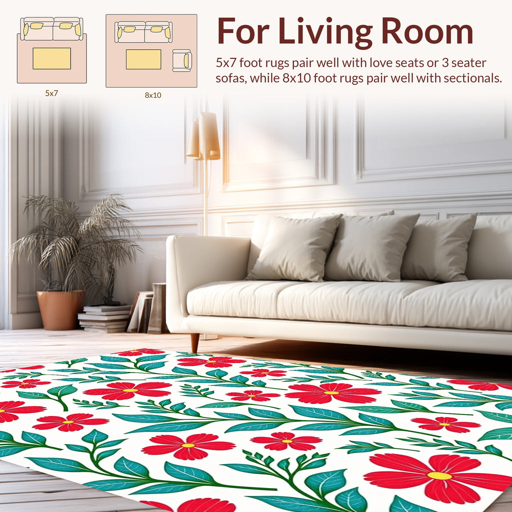 Red Floral Vine Wallpaper Pattern Rug