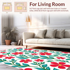 Red Floral Vine Wallpaper Pattern Rug