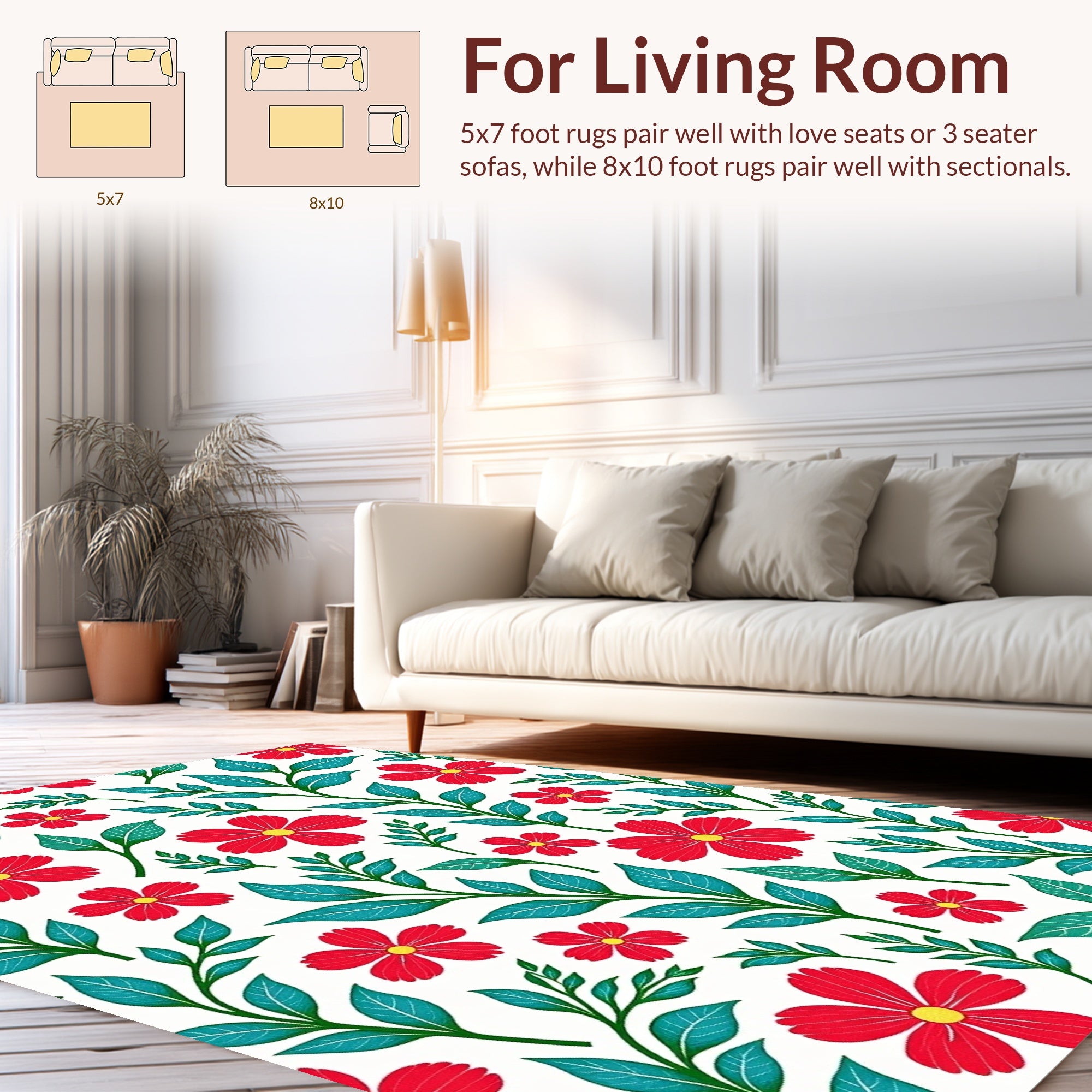 Red Floral Vine Wallpaper Pattern Rug