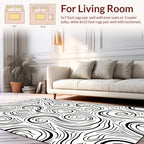 Abstract Swirl Triangle Black White Pattern Rug