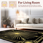 Golden Sunburst Geometric Art Design Rug