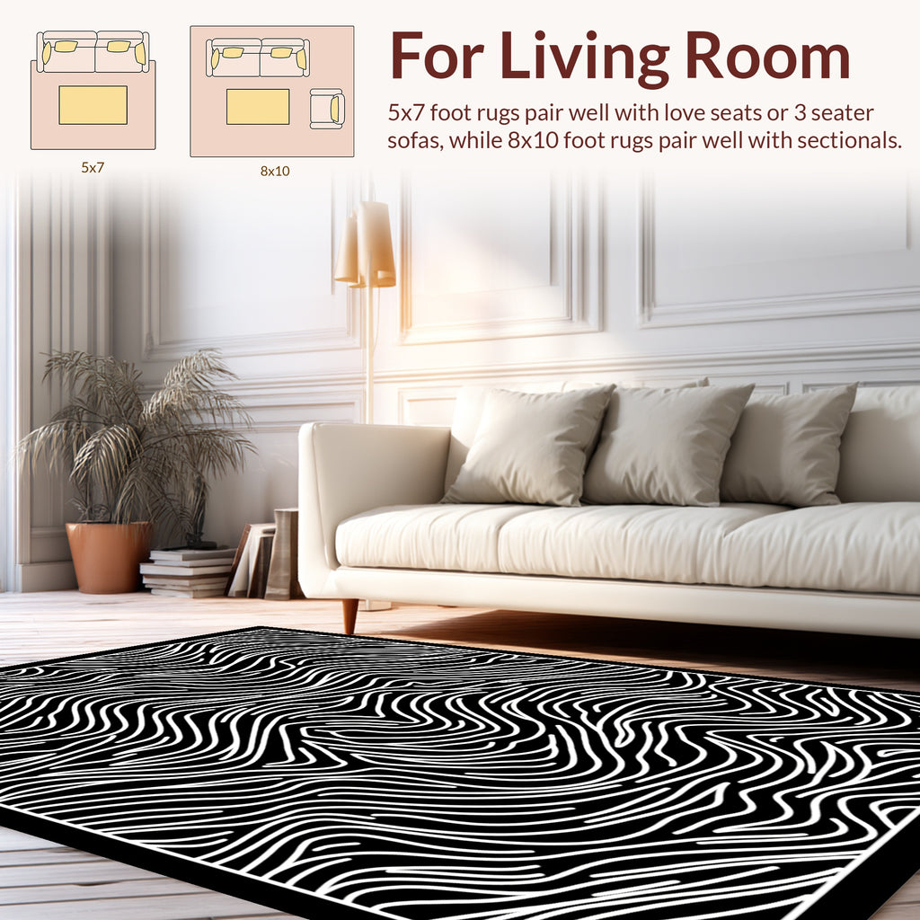 Abstract Wavy Line Pattern Design Rug