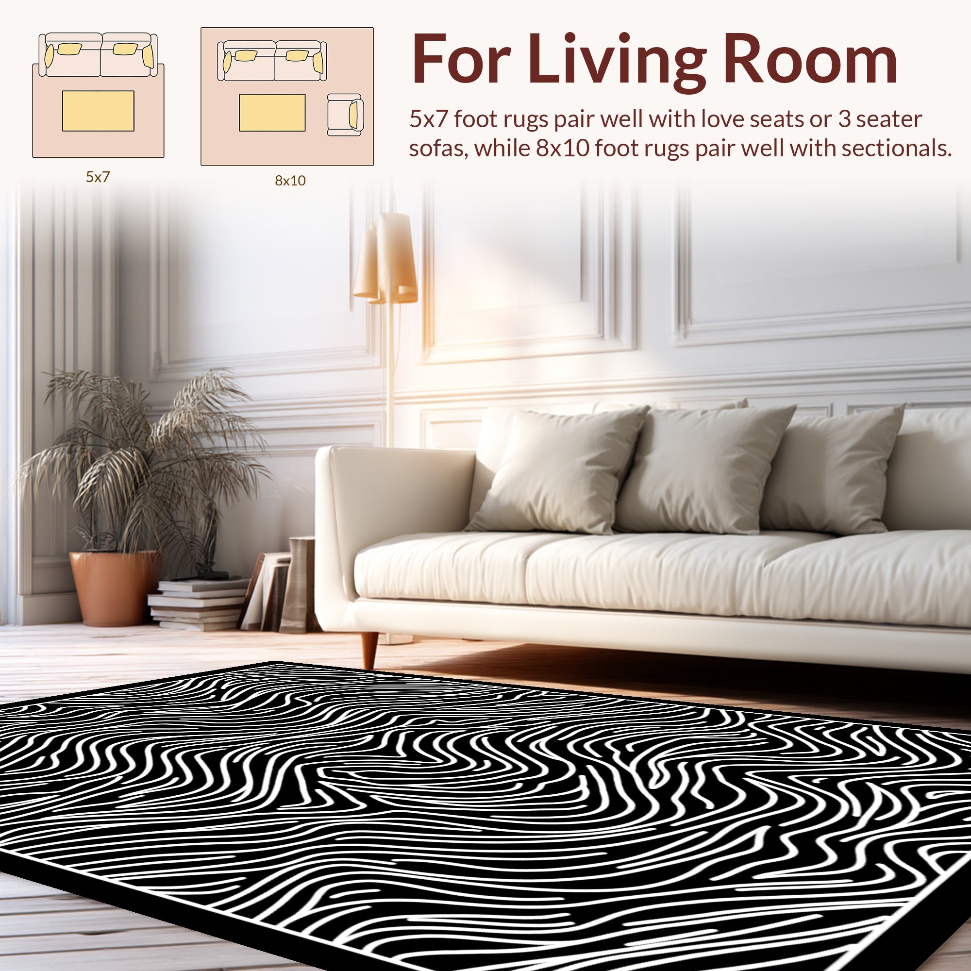 Abstract Wavy Line Pattern Design Rug