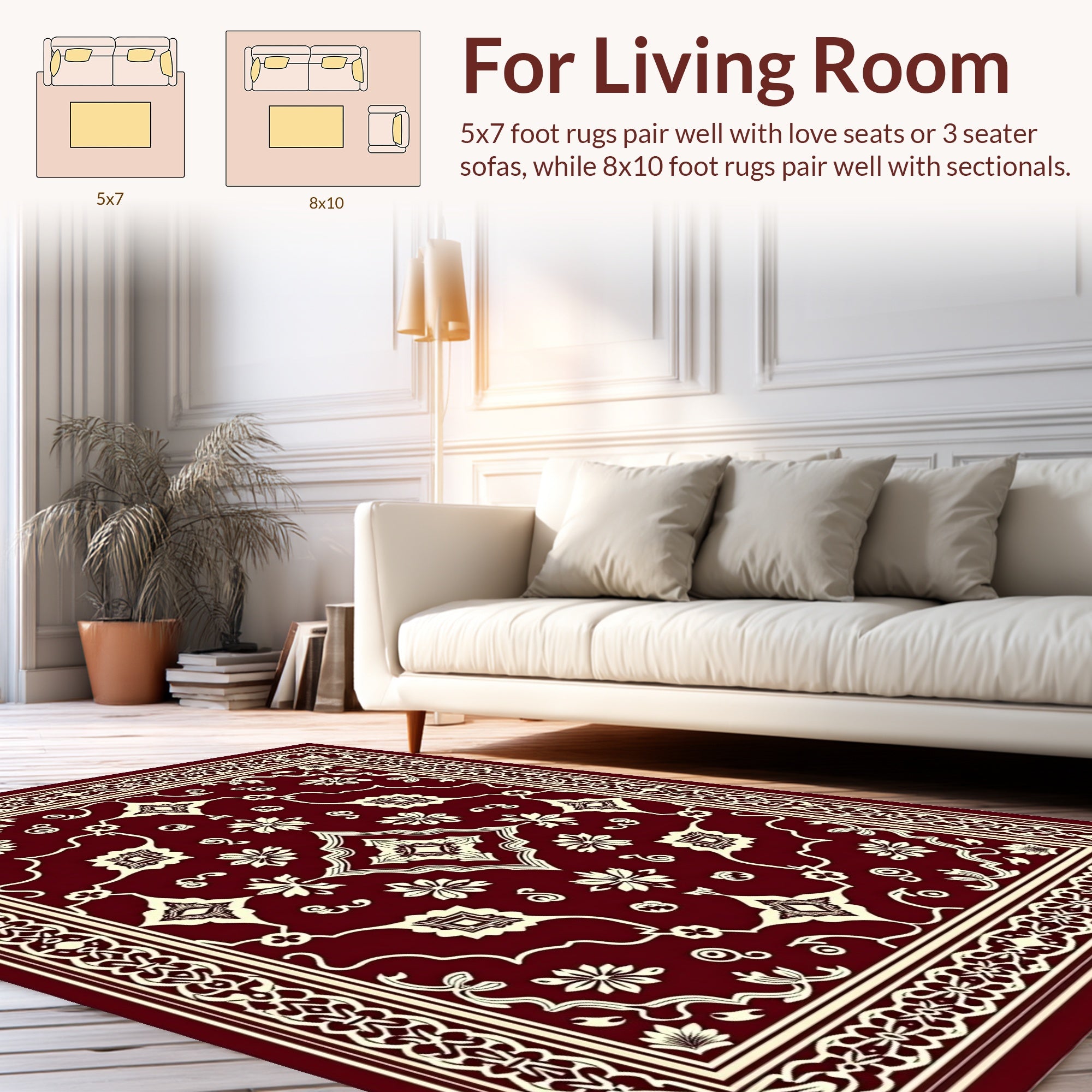 Elegant Burgundy Floral Medallion Rug
