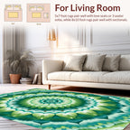 Green Emerald Kaleidoscope Pattern Rug