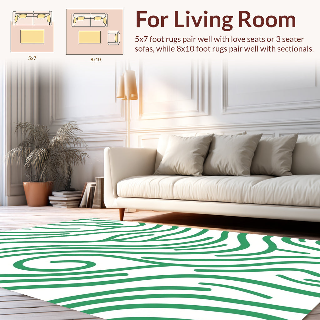 Organic Green Swirl Abstract Pattern Rug