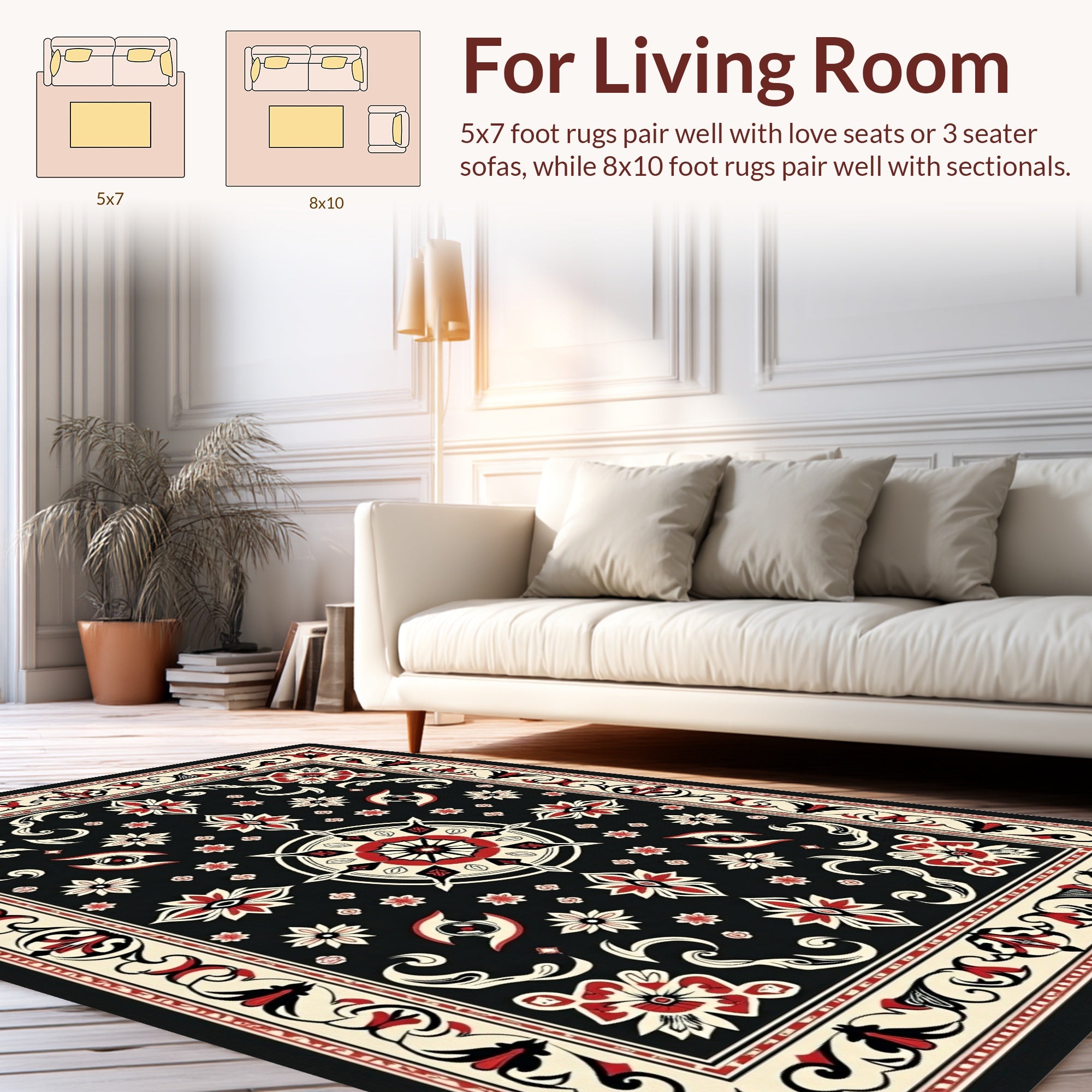 Classic Floral Starburst Pattern Rug